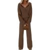 imagePRETTYGARDEN Womens 2 Piece Fall Lounge Sets 2025 Zip Up Hoodie Wide Leg Pants Tracksuit Matching Travel Outfits ClothesCoffee