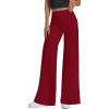 imagePRETTYGARDEN Womens Wide Leg Palazzo Pants 2025 Dressy Casual Lounge Workout Sweatpants High Waisted TrousersWine Red