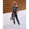 imagePRETTYGARDEN Jumpsuits for Women 2025 Dressy Casual Off Shoulder Romper Outfits Spring Vacation Travel Summer Lounge ClothesTie Dyeblack