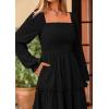 imagePRETTYGARDEN Fall Dresses for Women 2025 Casual Long Sleeve Smocked Ruffle Flowy Elegant Wedding Guest Maxi Dress PocketsBlack
