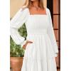 imagePRETTYGARDEN Fall Dresses for Women 2025 Casual Long Sleeve Smocked Ruffle Flowy Elegant Wedding Guest Maxi Dress PocketsWhite