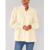 imagePRETTYGARDEN Fall Lantern Long Sleeve Shirts for Women 2025 Trendy Button Vneck Pullover Henley Tops Dressy Work BlousesBeige