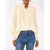 imagePRETTYGARDEN Fall Lantern Long Sleeve Shirts for Women 2025 Trendy Button Vneck Pullover Henley Tops Dressy Work BlousesBeige