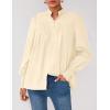 imagePRETTYGARDEN Fall Lantern Long Sleeve Shirts for Women 2025 Trendy Button Vneck Pullover Henley Tops Dressy Work BlousesBeige