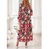 imagePRETTYGARDEN Long Sleeve Maxi Fall Dresses for Women 2025 Vneck Smocked Boho Floral Tiered Swing Flowy Wedding Guest DressFloral Black Multi