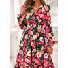 imagePRETTYGARDEN Long Sleeve Maxi Fall Dresses for Women 2025 Vneck Smocked Boho Floral Tiered Swing Flowy Wedding Guest DressFloral Black Multi