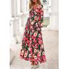 imagePRETTYGARDEN Long Sleeve Maxi Fall Dresses for Women 2025 Vneck Smocked Boho Floral Tiered Swing Flowy Wedding Guest DressFloral Black Multi