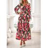 imagePRETTYGARDEN Long Sleeve Maxi Fall Dresses for Women 2025 Vneck Smocked Boho Floral Tiered Swing Flowy Wedding Guest DressFloral Black Multi