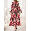 imagePRETTYGARDEN Long Sleeve Maxi Fall Dresses for Women 2025 Vneck Smocked Boho Floral Tiered Swing Flowy Wedding Guest DressFloral Black Multi