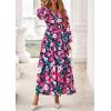 imagePRETTYGARDEN Long Sleeve Maxi Fall Dresses for Women 2025 Vneck Smocked Boho Floral Tiered Swing Flowy Wedding Guest DressFloral Navy Blue Multi