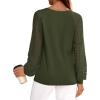 imagePRETTYGARDEN Long Sleeve Shirts for Women Trendy Lace Tops Dressy Casual Blouses 2025 Fall Outfits Fashion ClothingArmy Green