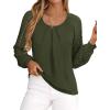 imagePRETTYGARDEN Long Sleeve Shirts for Women Trendy Lace Tops Dressy Casual Blouses 2025 Fall Outfits Fashion ClothingArmy Green