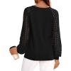 imagePRETTYGARDEN Long Sleeve Shirts for Women Trendy Lace Tops Dressy Casual Blouses 2025 Fall Outfits Fashion ClothingBlack