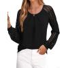 imagePRETTYGARDEN Long Sleeve Shirts for Women Trendy Lace Tops Dressy Casual Blouses 2025 Fall Outfits Fashion ClothingBlack