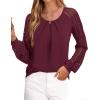 imagePRETTYGARDEN Long Sleeve Shirts for Women Trendy Lace Tops Dressy Casual Blouses 2025 Fall Outfits Fashion ClothingBurgundy