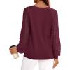 imagePRETTYGARDEN Long Sleeve Shirts for Women Trendy Lace Tops Dressy Casual Blouses 2025 Fall Outfits Fashion ClothingBurgundy