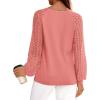 imagePRETTYGARDEN Long Sleeve Shirts for Women Trendy Lace Tops Dressy Casual Blouses 2025 Fall Outfits Fashion ClothingCoral Pink