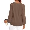 imagePRETTYGARDEN Long Sleeve Shirts for Women Trendy Lace Tops Dressy Casual Blouses 2025 Fall Outfits Fashion ClothingLight Brown