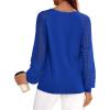 imagePRETTYGARDEN Long Sleeve Shirts for Women Trendy Lace Tops Dressy Casual Blouses 2025 Fall Outfits Fashion ClothingRoyal Blue
