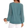 imagePRETTYGARDEN Long Sleeve Shirts for Women Trendy Lace Tops Dressy Casual Blouses 2025 Fall Outfits Fashion ClothingTeal