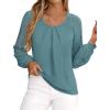 imagePRETTYGARDEN Long Sleeve Shirts for Women Trendy Lace Tops Dressy Casual Blouses 2025 Fall Outfits Fashion ClothingTeal
