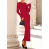 imagePRETTYGARDEN Sweater Dresses for Women 2025 Fall Bell Long Sleeve Crew Neck Bodycon Maxi Dress Winter Ribbed Knit OutfitsRed
