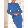 imagePRETTYGARDEN Sweater Dresses for Women 2025 Fall Bell Long Sleeve Crew Neck Bodycon Maxi Dress Winter Ribbed Knit OutfitsSky Blue