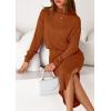 imagePRETTYGARDEN Turtle Neck Dresses for Women 2025 Fall Knit Outfits Slit Elastic Waist Long Sleeve Bodycon Midi Sweater DressBrick Red