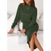 imagePRETTYGARDEN Turtle Neck Dresses for Women 2025 Fall Knit Outfits Slit Elastic Waist Long Sleeve Bodycon Midi Sweater DressDark Green