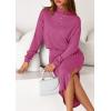 imagePRETTYGARDEN Turtle Neck Dresses for Women 2025 Fall Knit Outfits Slit Elastic Waist Long Sleeve Bodycon Midi Sweater DressRose Pink