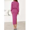 imagePRETTYGARDEN Turtle Neck Dresses for Women 2025 Fall Knit Outfits Slit Elastic Waist Long Sleeve Bodycon Midi Sweater DressRose Pink