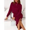 imagePRETTYGARDEN Turtle Neck Dresses for Women 2025 Fall Knit Outfits Slit Elastic Waist Long Sleeve Bodycon Midi Sweater DressWine Red
