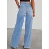 imagePRETTYGARDEN Wide Leg Jeans for Women Trendy 2025 High Waisted Stretchy Baggy Raw Hem Denim Palazzo Pants with PocketsSky Blue