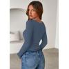 imagePRETTYGARDEN Women 2025 Fall Clothes Long Sleeve Shirts Ribbed Knit Fitted Basic Tee Going Out Tops Underscrub Casual OutfitsDusty Blue