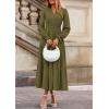 imagePRETTYGARDEN Womens 2025 Fall Wedding Guest Dresses Long Sleeve V Neck Flowy Elegant Holiday Party Maxi Dress with PocketsArmy Green