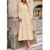 imagePRETTYGARDEN Womens 2025 Fall Wedding Guest Dresses Long Sleeve V Neck Flowy Elegant Holiday Party Maxi Dress with PocketsBeige