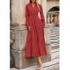 imagePRETTYGARDEN Womens 2025 Fall Wedding Guest Dresses Long Sleeve V Neck Flowy Elegant Holiday Party Maxi Dress with PocketsBrick Red