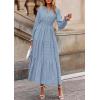 imagePRETTYGARDEN Womens 2025 Fall Wedding Guest Dresses Long Sleeve V Neck Flowy Elegant Holiday Party Maxi Dress with PocketsLight Blue