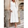 imagePRETTYGARDEN Womens 2025 Fall Wedding Guest Dresses Long Sleeve V Neck Flowy Elegant Holiday Party Maxi Dress with PocketsWhite