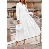 imagePRETTYGARDEN Womens 2025 Fall Wedding Guest Dresses Long Sleeve V Neck Flowy Elegant Holiday Party Maxi Dress with PocketsWhite
