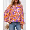 imagePRETTYGARDEN Womens Floral Button Down Blouse 2025 Fall Fashion Dressy Casual Long Sleeve Oversized Shirts Top Boho ClothesOrange