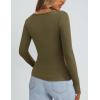 imagePRETTYGARDEN Womens Long Sleeve Tops Fall Clothes 2025 Scoop Neck Ribbed Knit Basic Tees Shirts Going Out Trendy OutfitsArmy Green