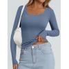 imagePRETTYGARDEN Womens Long Sleeve Tops Fall Clothes 2025 Scoop Neck Ribbed Knit Basic Tees Shirts Going Out Trendy OutfitsBlue Grey