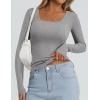 imagePRETTYGARDEN Womens Long Sleeve Tops Fall Clothes 2025 Scoop Neck Ribbed Knit Basic Tees Shirts Going Out Trendy OutfitsGrey