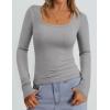 imagePRETTYGARDEN Womens Long Sleeve Tops Fall Clothes 2025 Scoop Neck Ribbed Knit Basic Tees Shirts Going Out Trendy OutfitsGrey