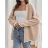 imagePRETTYGARDEN Womens Oversized Cardigan Sweaters 2025 Fall Long Lantern Sleeve Knit Open Front Lightweight SweaterStyle2apricot