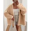 imagePRETTYGARDEN Womens Oversized Cardigan Sweaters 2025 Fall Long Lantern Sleeve Knit Open Front Lightweight SweaterStyle2camel