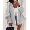 imagePRETTYGARDEN Womens Oversized Cardigan Sweaters 2025 Fall Long Lantern Sleeve Knit Open Front Lightweight SweaterStyle2grey
