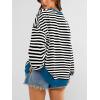 imagePRETTYGARDEN Womens Striped Oversized Sweatshirt Color Block Crew Neck Long Sleeve Casual Loose Pullover Top Y2K ClothesBlack White