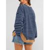 imagePRETTYGARDEN Womens Striped Oversized Sweatshirt Color Block Crew Neck Long Sleeve Casual Loose Pullover Top Y2K ClothesBlue Navy